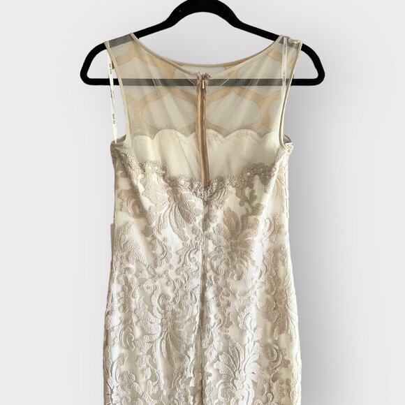 Tadashi Shoji Size 10 Illusion Yoke Embroidered Sleeveless Lace Bridal Gown - Picture 12 of 14